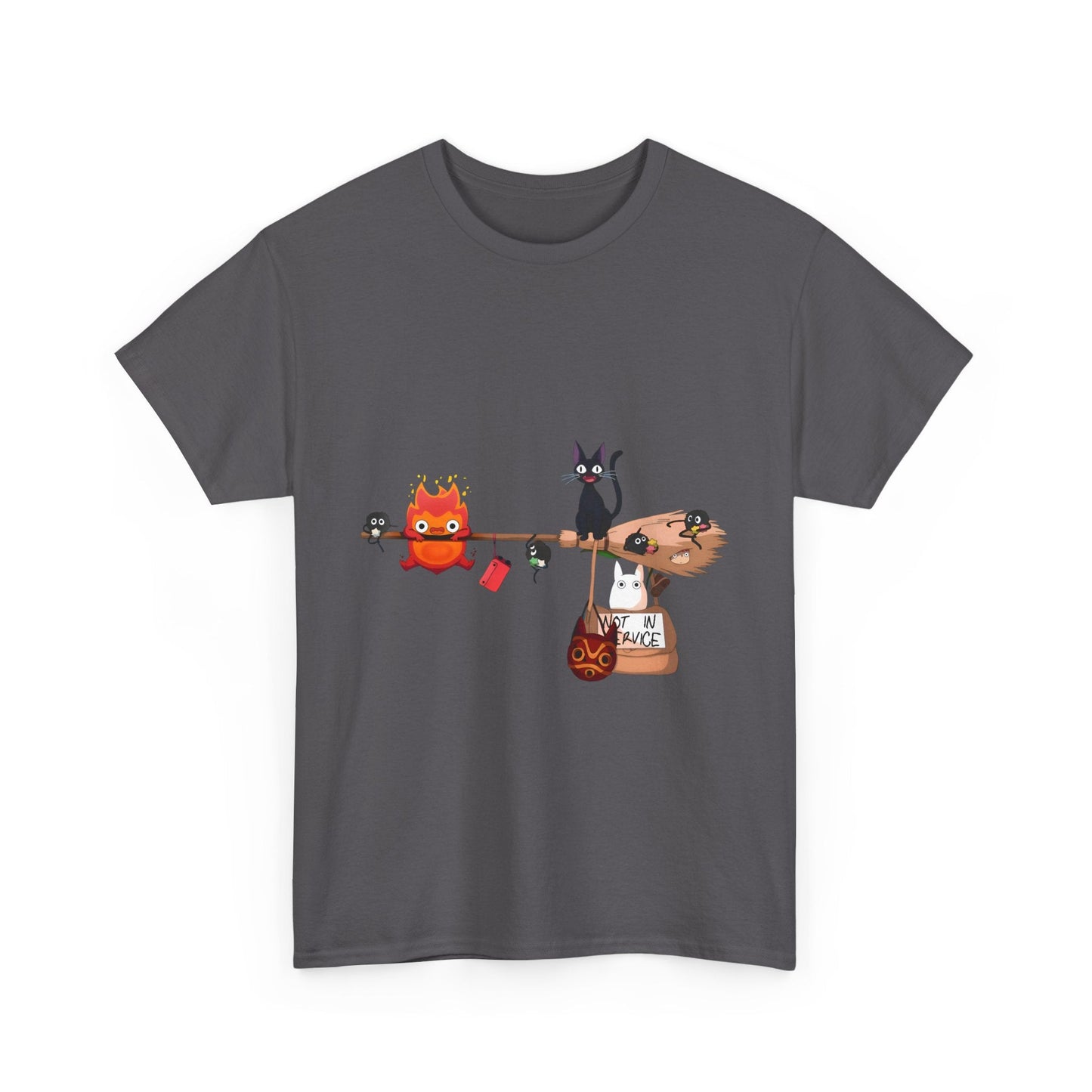 Calcifer Jiji Soot Sprites T-Shirt – 100% Cotton Studio Ghibli Cute Anime Tee