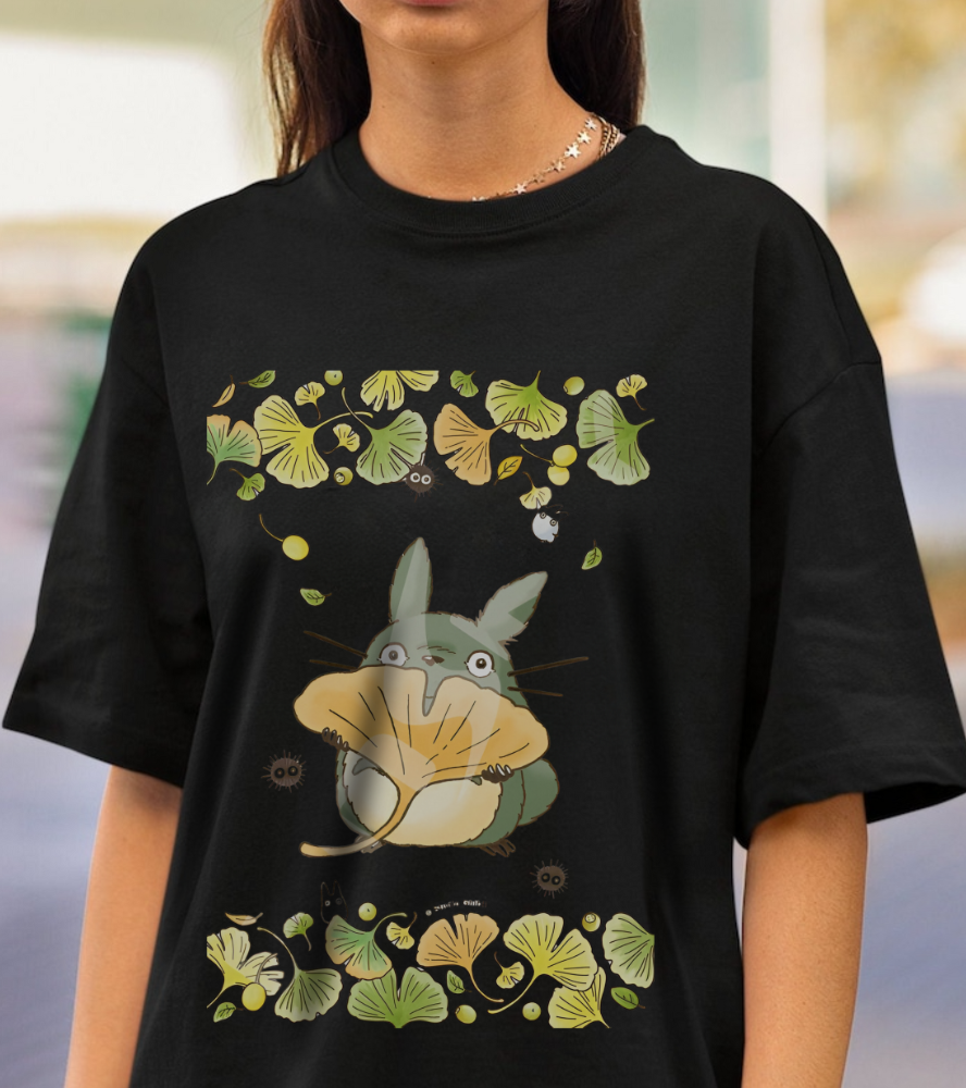 Totoro Flowers Dream T-Shirt – 100% Cotton Gildan 5000 | Studio Ghibli Aesthetic Anime Tee