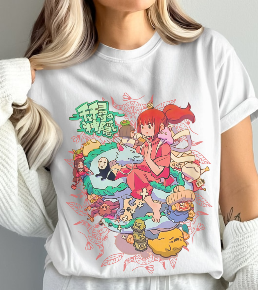 Spirited Away Characters Collage T-Shirt – 100% Cotton Studio Ghibli Anime Tee