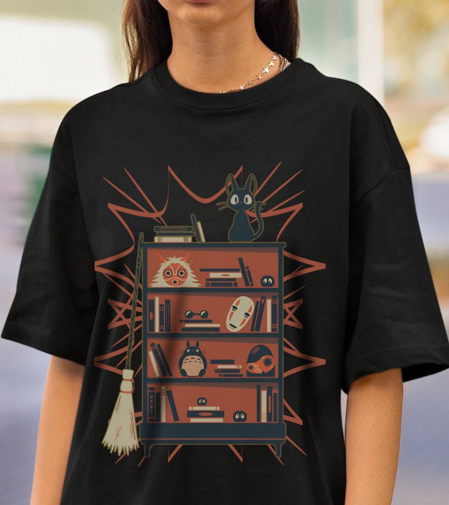 Jiji T-Shirt – 100% Cotton Gildan 5000 | Kiki's Delivery Service Studio Ghibli Cute Cat Tee