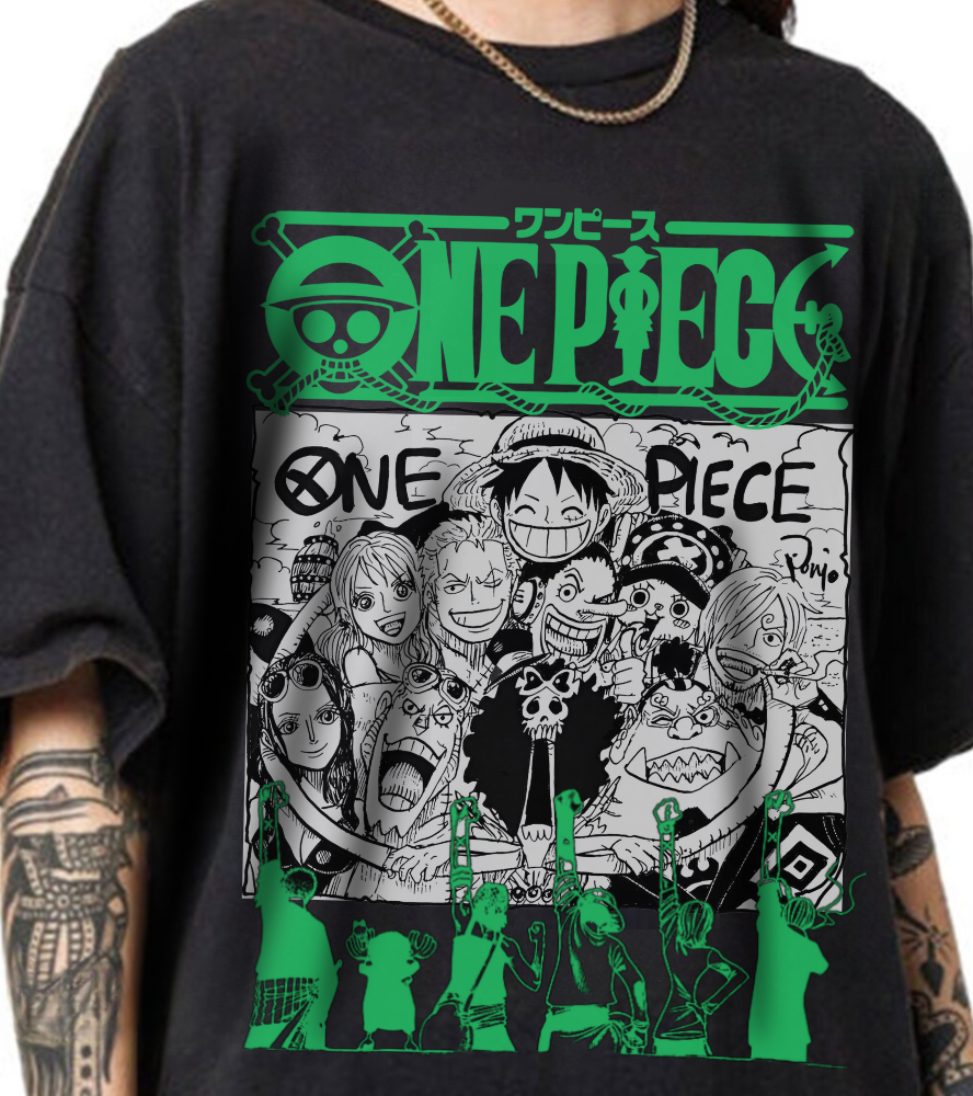 One Piece Characters T-Shirt – 100% Cotton Anime Shirt Featuring Straw Hat Crew
