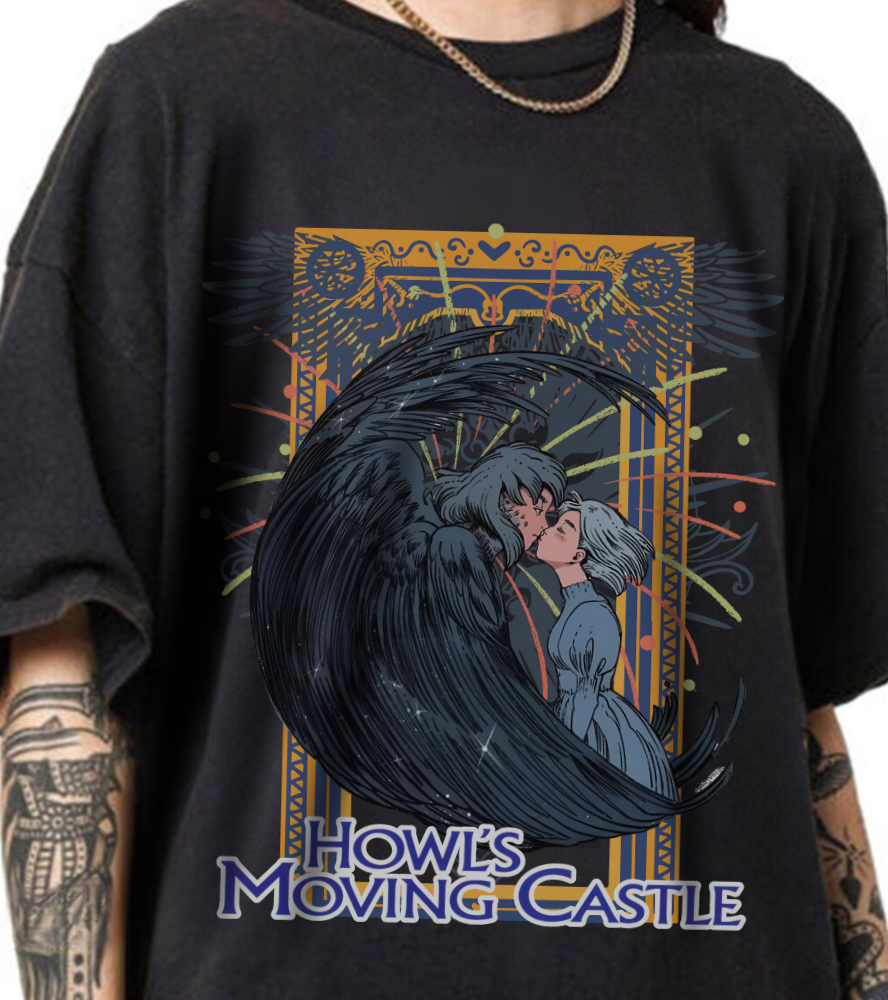 Howl’s Moving Castle T-Shirt – 100% Cotton Anime Tee | Studio Ghibli Fan Shirt