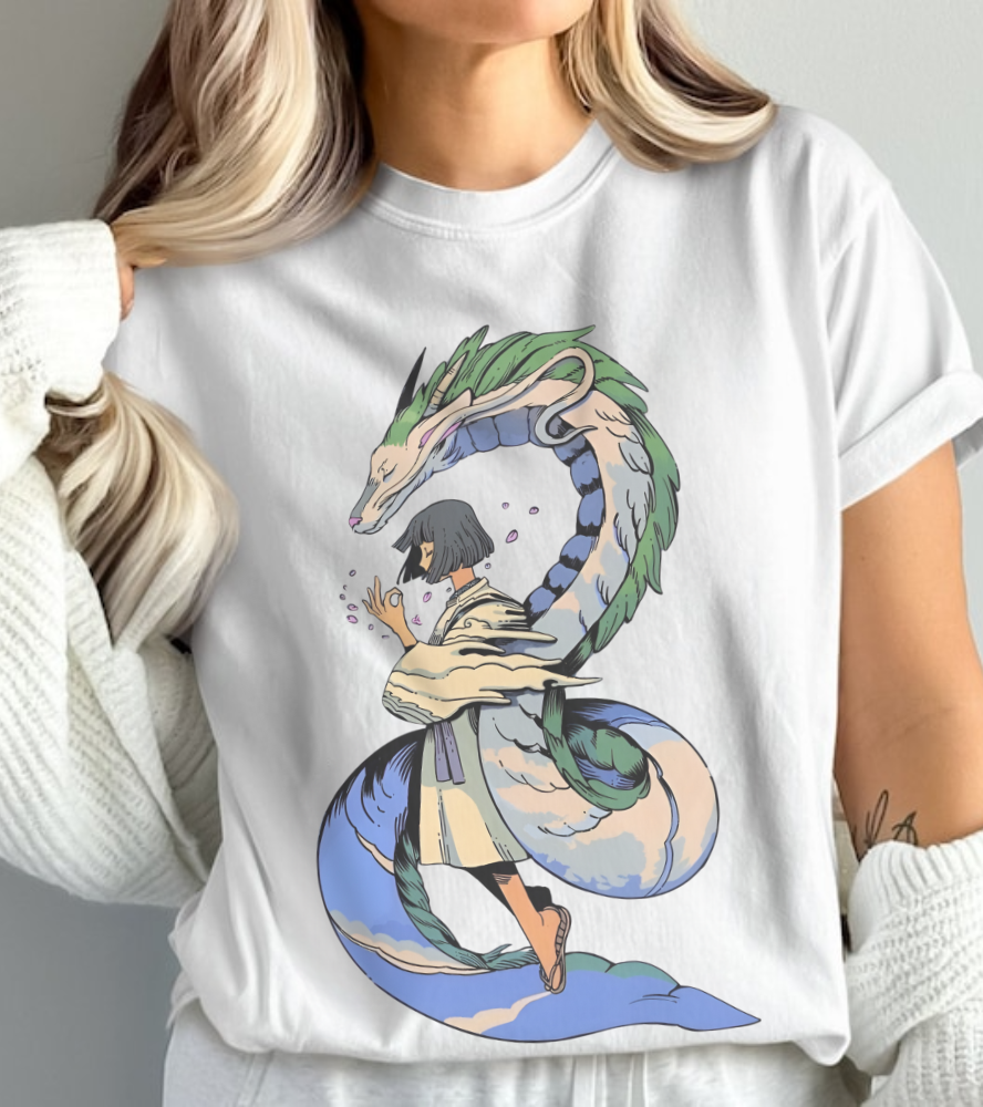 Haku Spirited Away T-Shirt – 100% Cotton Anime Tee for Studio Ghibli Fans