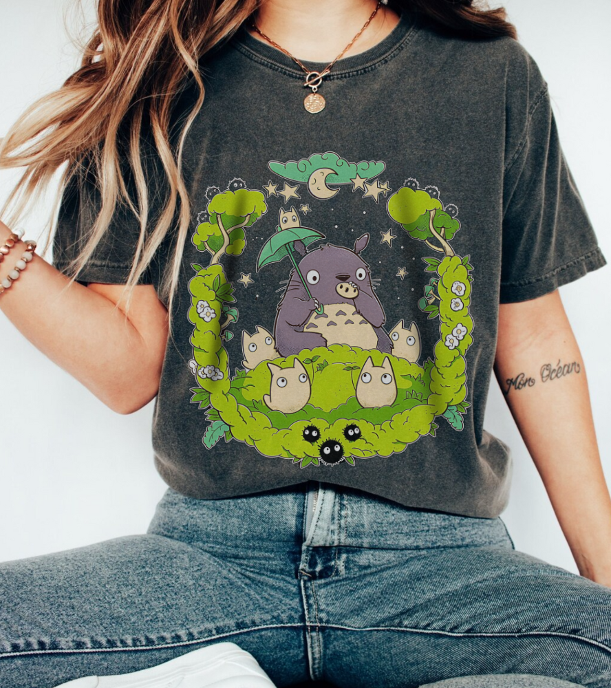 Totoro Forest Magic T-Shirt – 100% Cotton Studio Ghibli Anime Tee Inspired by My Neighbor Totoro