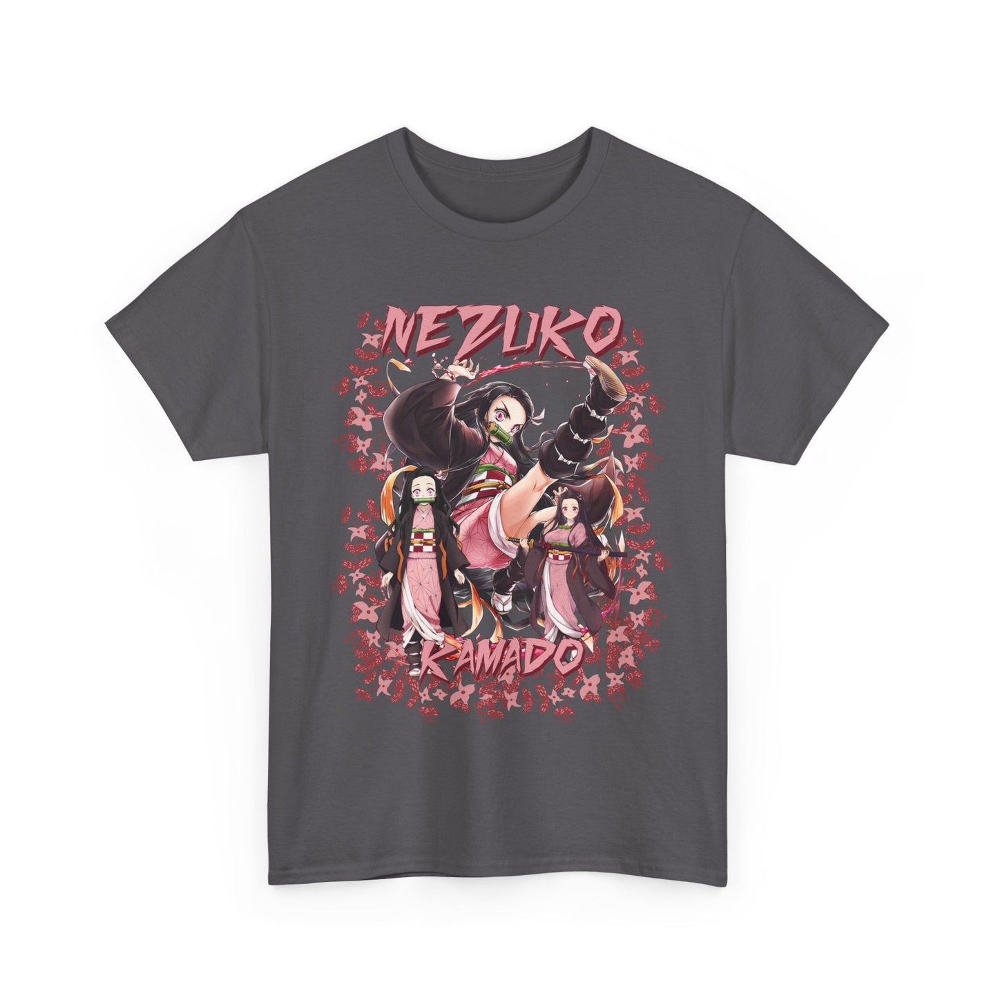 Nezuko Kamado Pink Flowers T-Shirt – 100% Cotton Demon Slayer Anime Tee