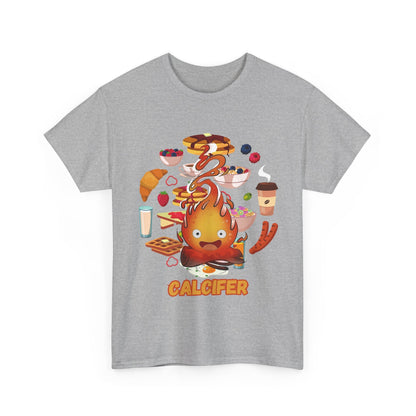 Calcifer Breakfast Demon T-Shirt – 100% Cotton Anime Tee for Studio Ghibli Fans