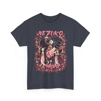 Nezuko Kamado Pink Flowers T-Shirt – 100% Cotton Demon Slayer Anime Tee
