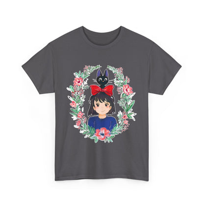 Kiki’s Delivery Service Flowers T-Shirt – 100% Cotton Studio Ghibli Inspired Tee for Anime Fans