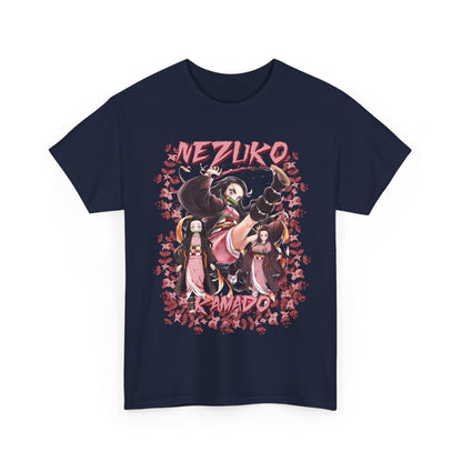 Nezuko Kamado Pink Flowers T-Shirt – 100% Cotton Demon Slayer Anime Tee