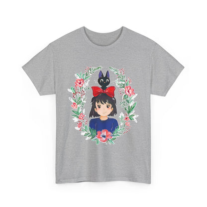 Kiki’s Delivery Service Flowers T-Shirt – 100% Cotton Studio Ghibli Inspired Tee for Anime Fans