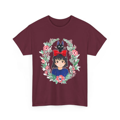 Kiki’s Delivery Service Flowers T-Shirt – 100% Cotton Studio Ghibli Inspired Tee for Anime Fans