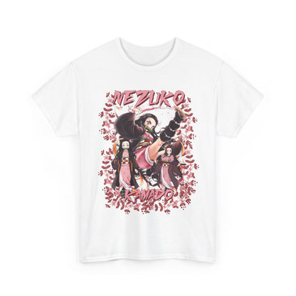 Nezuko Kamado Pink Flowers T-Shirt – 100% Cotton Demon Slayer Anime Tee
