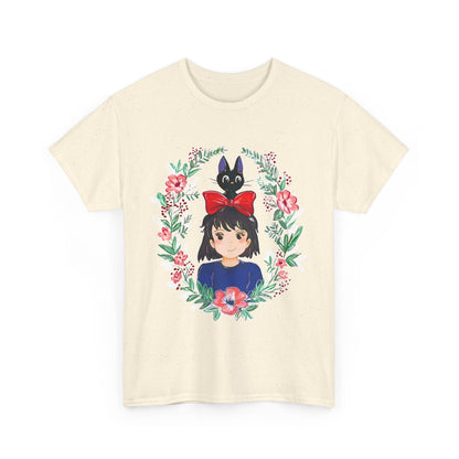 Kiki’s Delivery Service Flowers T-Shirt – 100% Cotton Studio Ghibli Inspired Tee for Anime Fans