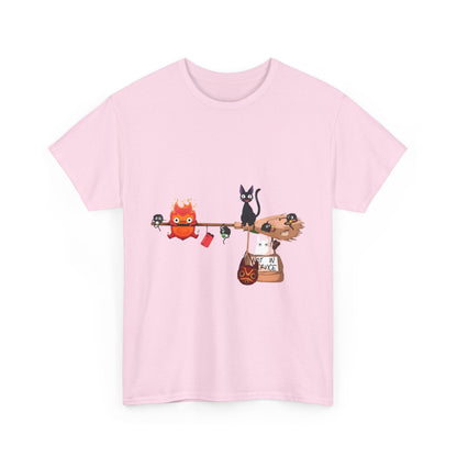 Calcifer Jiji Soot Sprites T-Shirt – 100% Cotton Studio Ghibli Cute Anime Tee