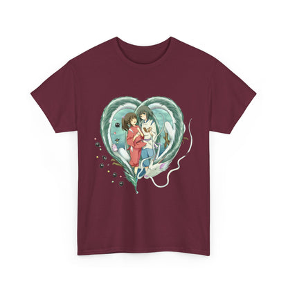 Chihiro and Haku Love T-Shirt – 100% Cotton Spirited Away Anime Shirt for Ghibli Fans