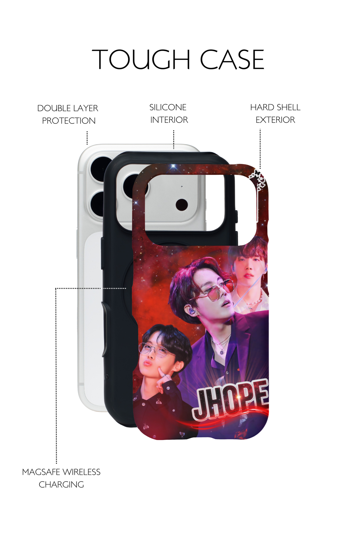 BTS J‑Hope Phone Case - Red Galaxy Tough Case for iPhone | Double Layer Protection