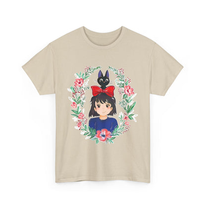 Kiki’s Delivery Service Flowers T-Shirt – 100% Cotton Studio Ghibli Inspired Tee for Anime Fans