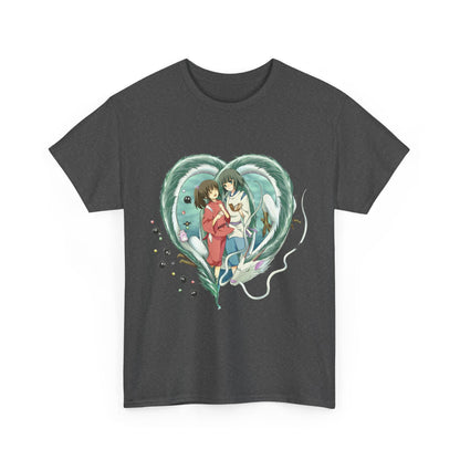 Chihiro and Haku Love T-Shirt – 100% Cotton Spirited Away Anime Shirt for Ghibli Fans