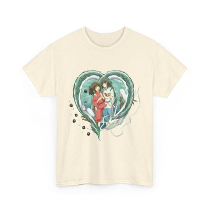 Chihiro and Haku Love T-Shirt – 100% Cotton Spirited Away Anime Shirt for Ghibli Fans