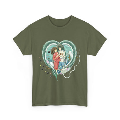 Chihiro and Haku Love T-Shirt – 100% Cotton Spirited Away Anime Shirt for Ghibli Fans