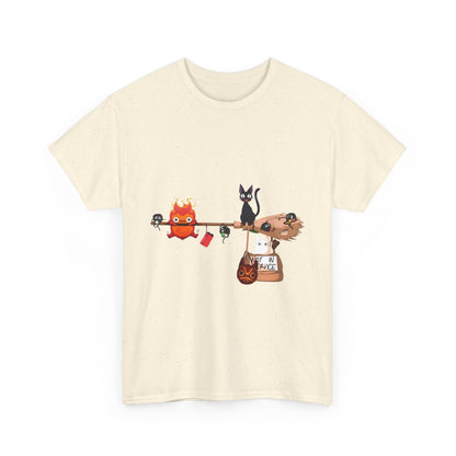 Calcifer Jiji Soot Sprites T-Shirt – 100% Cotton Studio Ghibli Cute Anime Tee