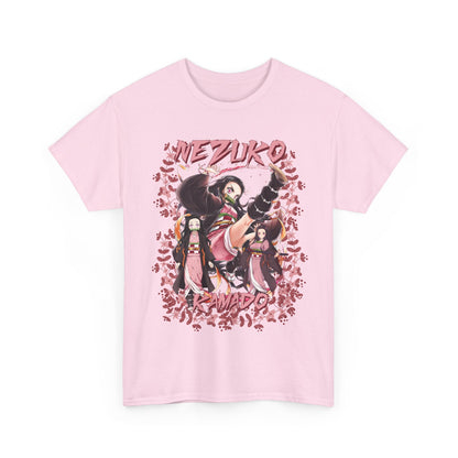 Nezuko Kamado Pink Flowers T-Shirt – 100% Cotton Demon Slayer Anime Tee