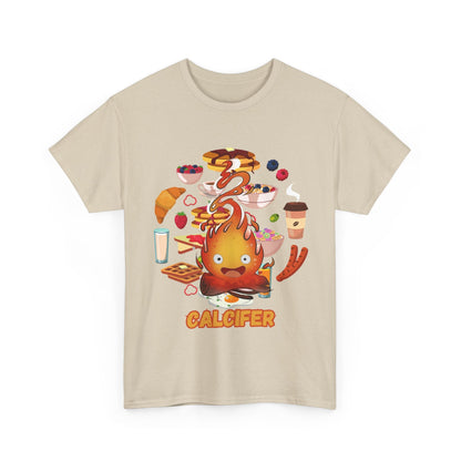 Calcifer Breakfast Demon T-Shirt – 100% Cotton Anime Tee for Studio Ghibli Fans