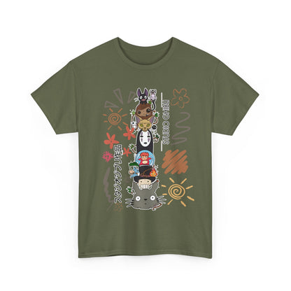 Studio Ghibli Characters Sketch T-Shirt – 100% Cotton Anime Tee Featuring Ghibli Icons