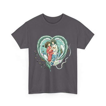 Chihiro and Haku Love T-Shirt – 100% Cotton Spirited Away Anime Shirt for Ghibli Fans