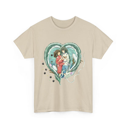 Chihiro and Haku Love T-Shirt – 100% Cotton Spirited Away Anime Shirt for Ghibli Fans