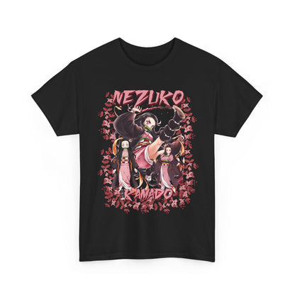 Nezuko Kamado Pink Flowers T-Shirt – 100% Cotton Demon Slayer Anime Tee