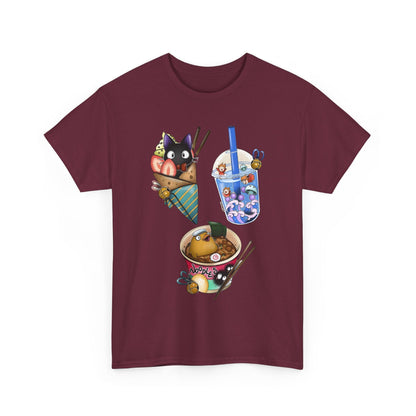 Studio Ghibli Food T-Shirt – 100% Cotton Anime Tee with Iconic Ghibli Dishes