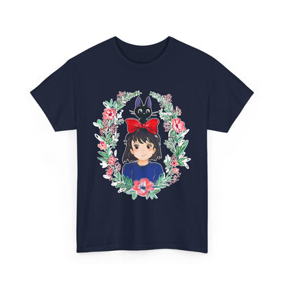 Kiki’s Delivery Service Flowers T-Shirt – 100% Cotton Studio Ghibli Inspired Tee for Anime Fans