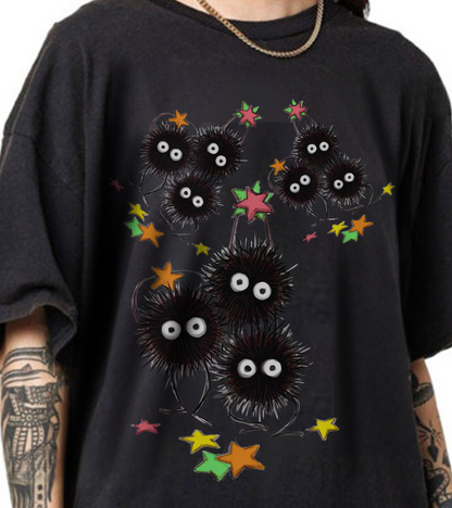 Soot Sprites Fantasy T-Shirt – 100% Cotton Studio Ghibli-Inspired Anime Tee for Fans