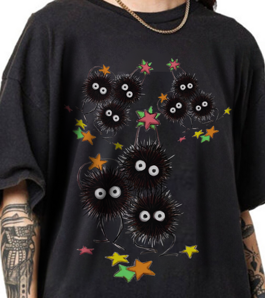 Soot Sprites Fantasy T-Shirt – 100% Cotton Studio Ghibli-Inspired Anime Tee for Fans