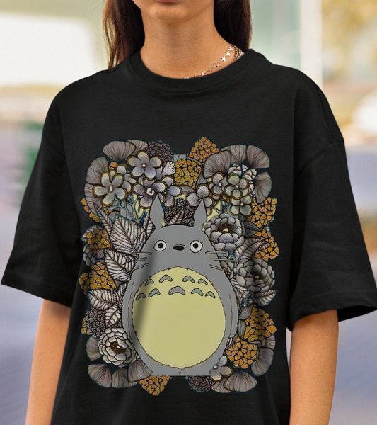 Totoro Plants T-Shirt – 100% Cotton Studio Ghibli Shirt with Totoro and Plant Design