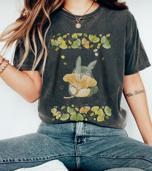 Totoro Flowers Dream T-Shirt – 100% Cotton Gildan 5000 | Studio Ghibli Aesthetic Anime Tee