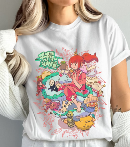 Spirited Away Characters Collage T-Shirt – 100% Cotton Studio Ghibli Anime Tee