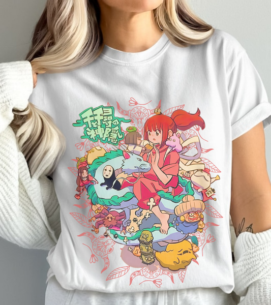 Spirited Away Characters Collage T-Shirt – 100% Cotton Studio Ghibli Anime Tee