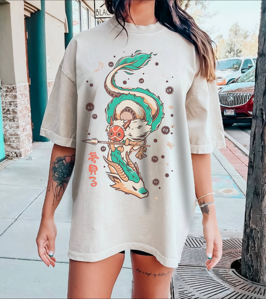 Haku and Princess Mononoke T-Shirt – 100% Cotton Studio Ghibli Inspired Tee