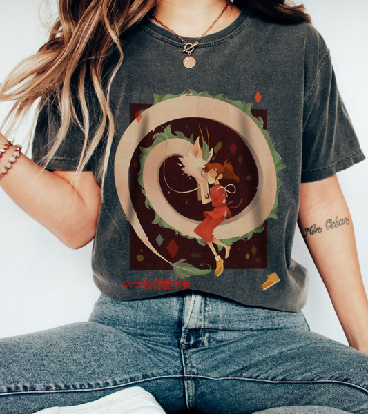 Spirited Away Love T-Shirt – 100% Cotton Studio Ghibli Tee for Anime Fans