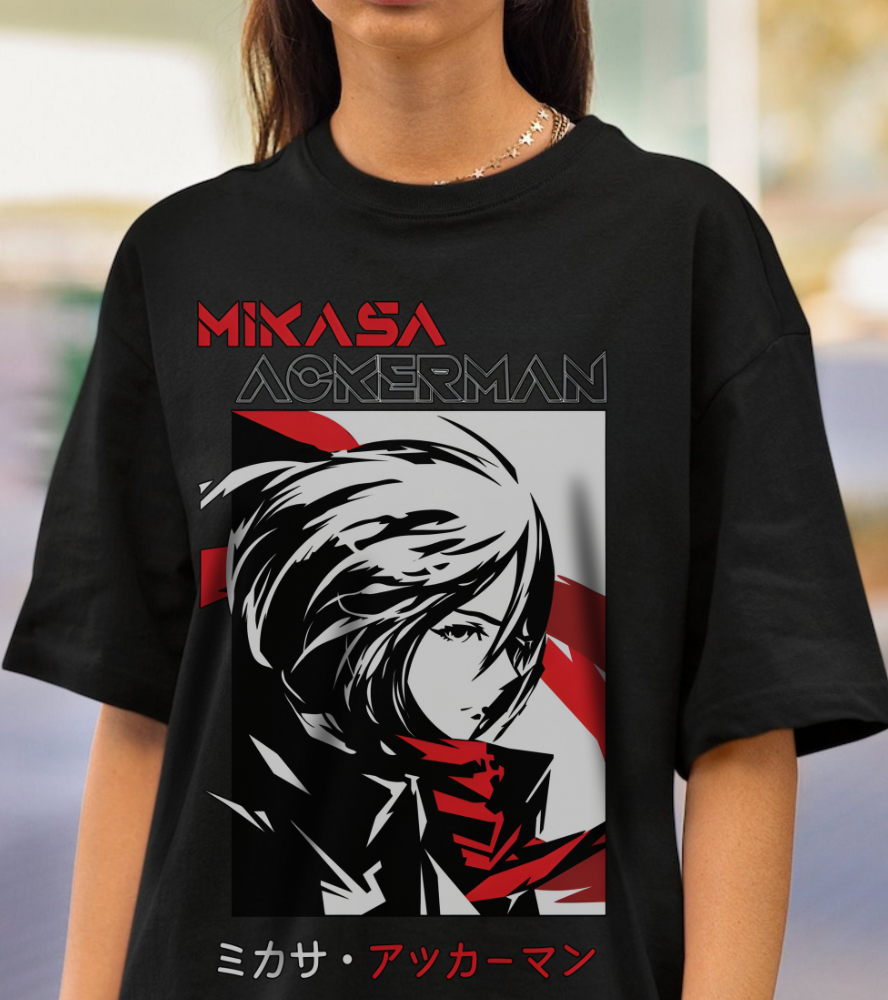 Mikasa Ackerman T-Shirt – 100% Cotton Attack on Titan Anime Tee for Fans