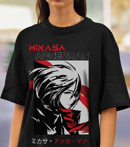 Mikasa Ackerman T-Shirt – 100% Cotton Attack on Titan Anime Tee for Fans