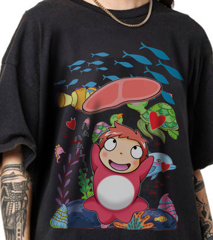 Studio Ghibli Characters Sketch T-Shirt – 100% Cotton Anime Tee Featuring Hand-Drawn Ghibli Icons