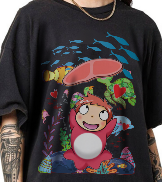 Studio Ghibli Characters Sketch T-Shirt – 100% Cotton Anime Tee Featuring Hand-Drawn Ghibli Icons