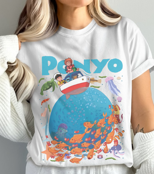 Ponyo and Sosuke Boat Adventure T-Shirt – 100% Cotton Studio Ghibli Inspired Tee