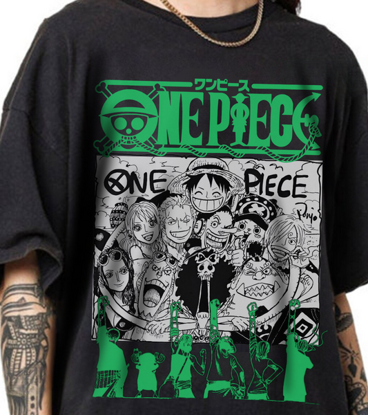 One Piece Characters T-Shirt – 100% Cotton Anime Shirt Featuring Straw Hat Crew