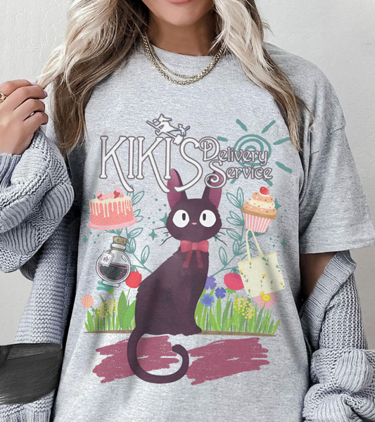 Jiji Collage Studio Ghibli T-Shirt – 100% Cotton Anime Tee Featuring Kiki’s Delivery Service Cat