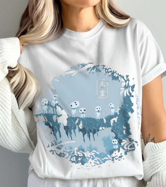 Kodama Tree Forest T-Shirt – 100% Cotton Studio Ghibli Inspired Tee from Princess Mononoke