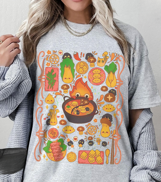 Calcifer Breakfast T-Shirt – 100% Cotton Studio Ghibli Shirt Inspired by Howl’s Moving Castle